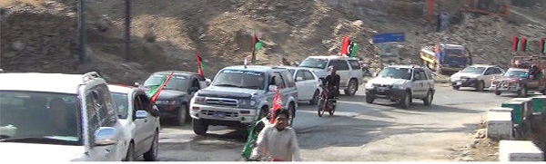 پی پی پی صوبائی صدر کا دورہ سوات، بریکوٹ سے بڑا قافلہ ہمایوں خان کیلئے روانہ
