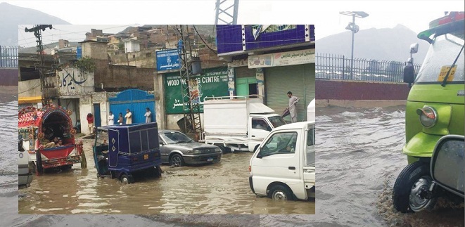 سوات میں موسلادھار بارش وژالہ باری ،نالے بند، نظام درہم برہم،سڑکیں تالاب بن گئے