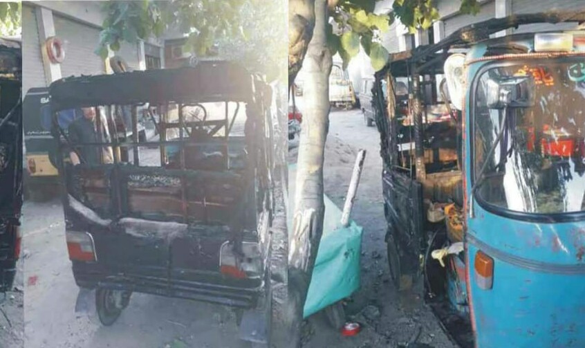مینگورہ میں نامعلوم افراد نے ٹو سٹروک رکشہ کو اگ لگادی