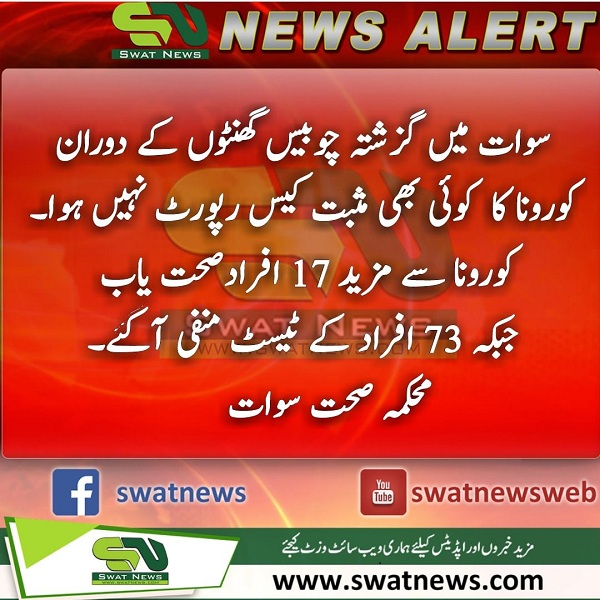 سوات میں سب سےاچھی خبر، کوئی کورونا کیس نہیں ایا