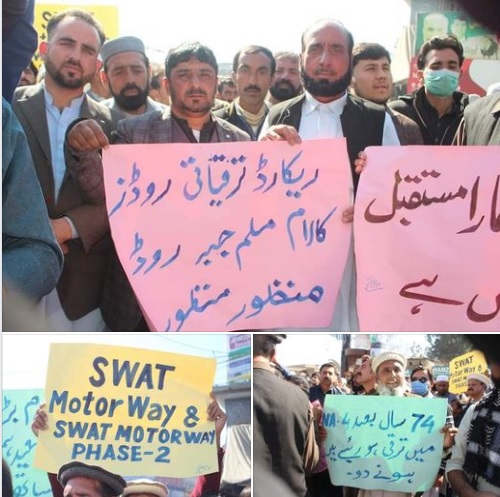 سوات،پی ٹی ائی کے منظورکردہ بڑے منصوبوں پر سٹے ارڈرانے کے بعد احتجاج شروع
